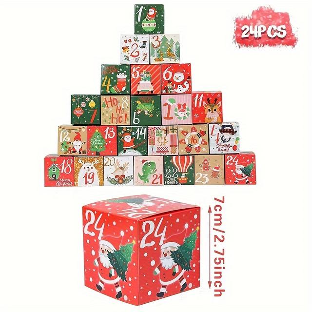 TEMU 24pcs Christmas Gift Box Set - Festive Candy & Party Favor Packaging, Holiday Decoration Paper Boxes