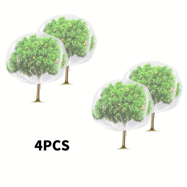 TEMU 4pcs Fruit Tree Netting- 7 X 8ft Large Insect Tree Net With Drawstring- Garden Bird Netting Plant Cover For Protect Plant Fruit Flower From Insect Bird