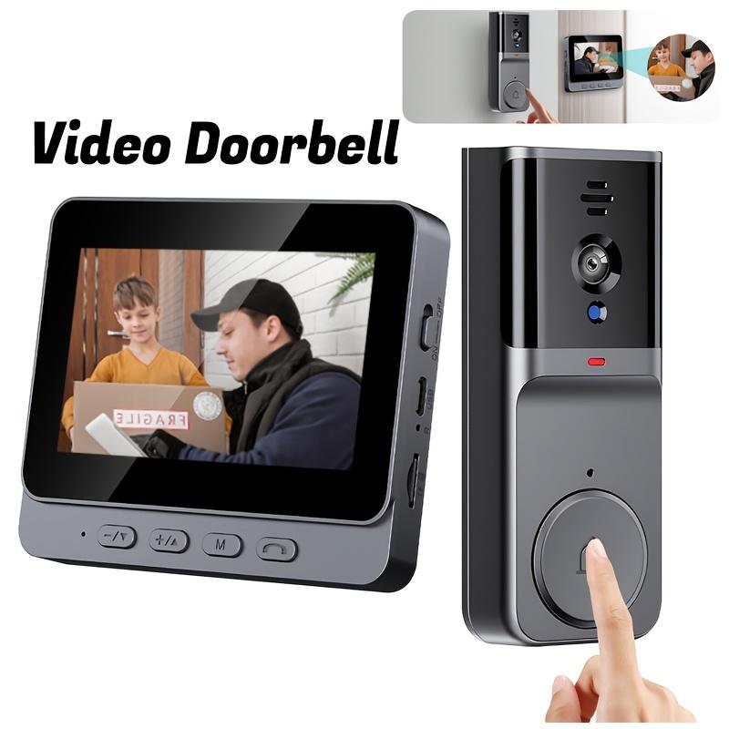TEMU 2pcs Video Doorbell - 4.3-inch Screen, Speaking, Infrared Night Vision, Long , Easy Connection - , No Wifi Required