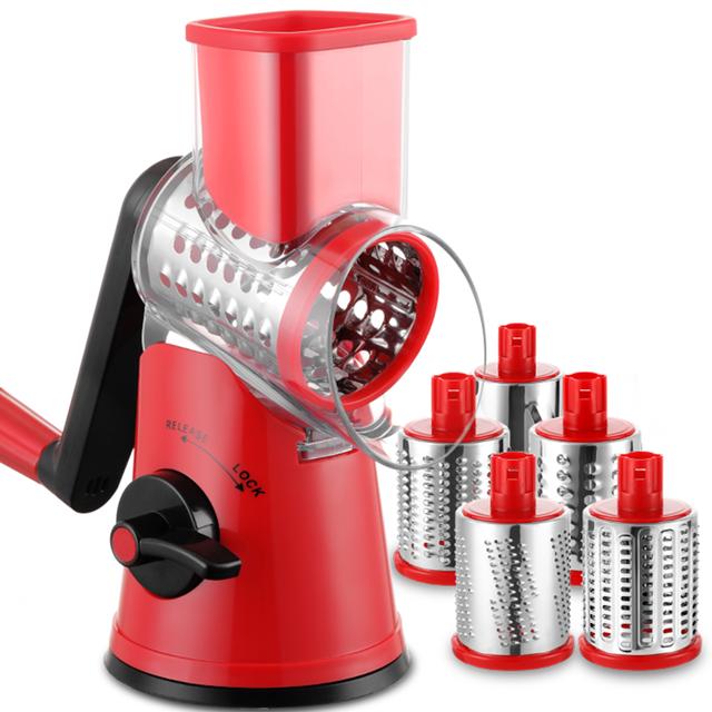 TEMU Rotary Cheese Grater Cheese - Upgraded Cheese Grater With Handle And Strong Suction Base, Vegetable Slicer Ice Shaver Nuts Grinder For Ice, Vegetables, Fruit, Nuts