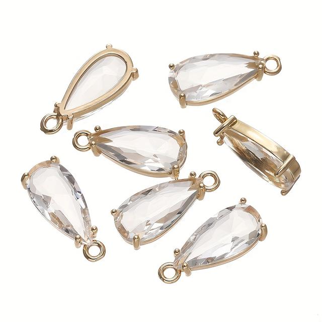 TEMU Set med 5 vattendroppsformade berlocker i glas, för smyckesprojekt som armband och halsband.