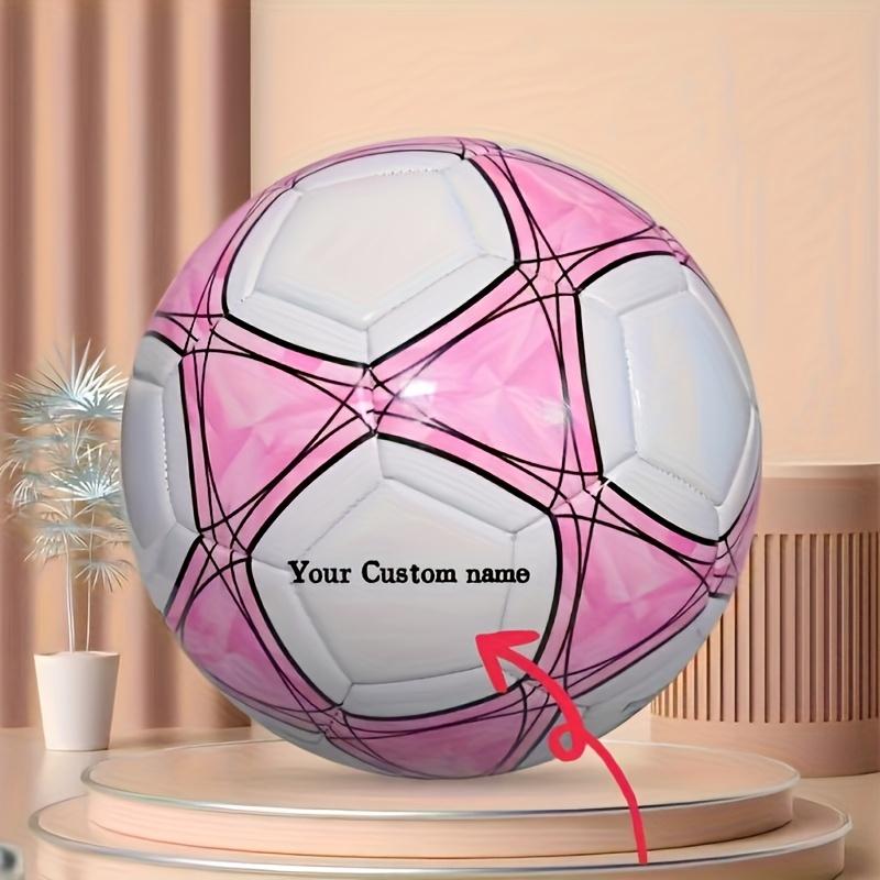 TEMU 1 Adorable Pink Thickened Soccer Ball, Customizable Engraving . Made Of Durable Pvc Material With Machine-stitched ; Suitable For Outdoor And Indoor Play As Team Sports Equipment