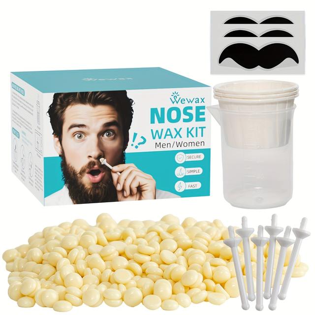 TEMU Wewax Men's Nose & Ear Hair Waxing Kit With Hot Water/microwave For Precise Hair Removal, Portable Travel Case Ideal For Summer, Beach Trips & Gifts For Dad/father