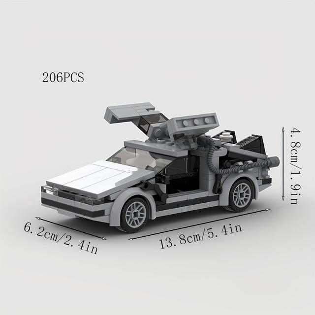 TEMU مكعبات بناء سيارة آلة MOC Back to The Future، لعبة تجميع كلاسيكية، مثالية كهدايا للعطلات
