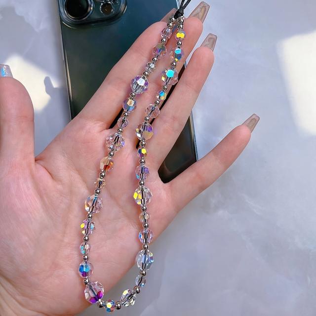 TEMU 1 szt. przezroczysty wiszący ozdobny łańcuszek do telefonu w stylu ins z kolorowymi koralikami ze szkła, elegancki akcesorium dla dziewczyny