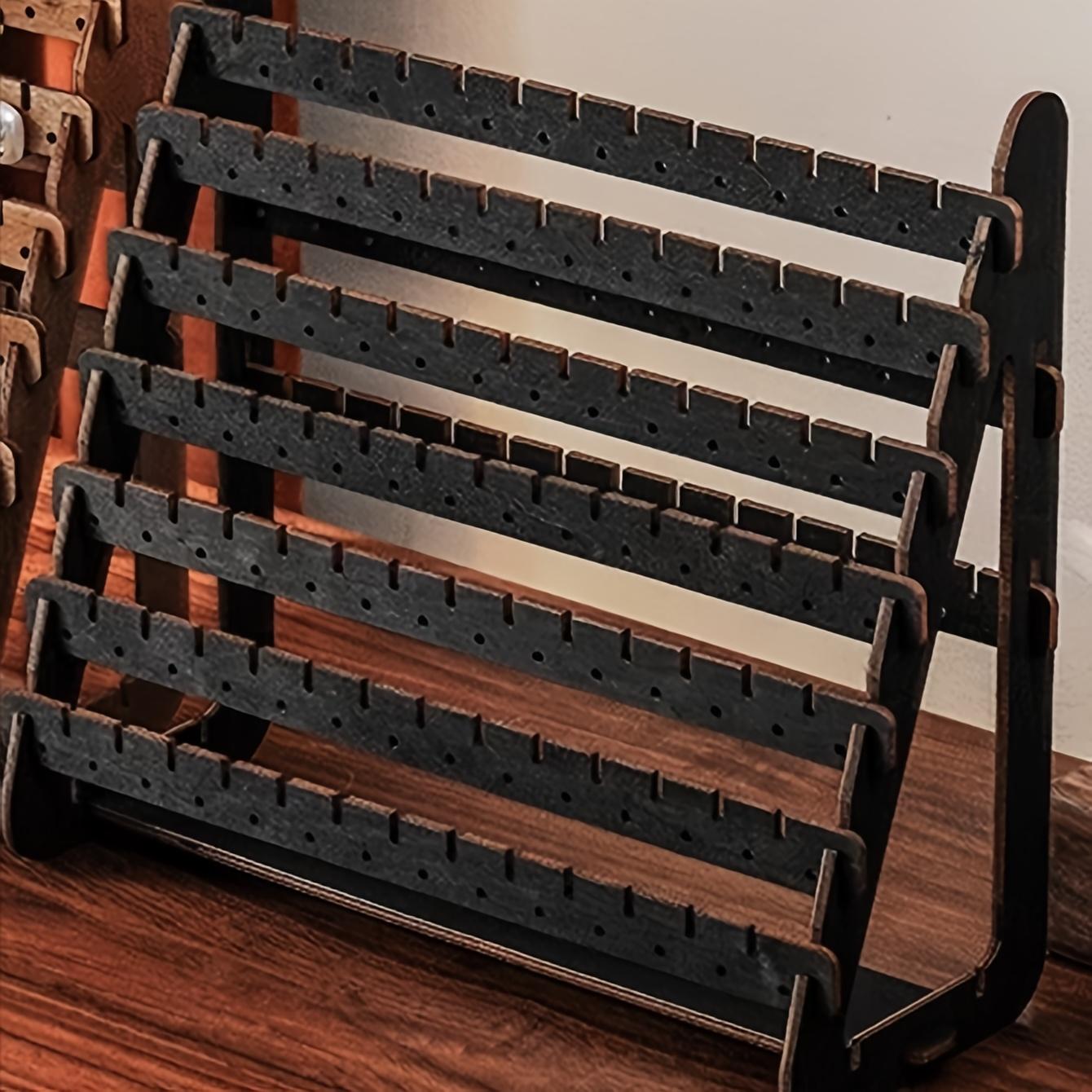 TEMU Exhibidor de Aros de Madera Color de Múltiples Capas, Soporte de Aros de Gran Capacidad, Organizador y Exhibidor de Joyas, de Joyería