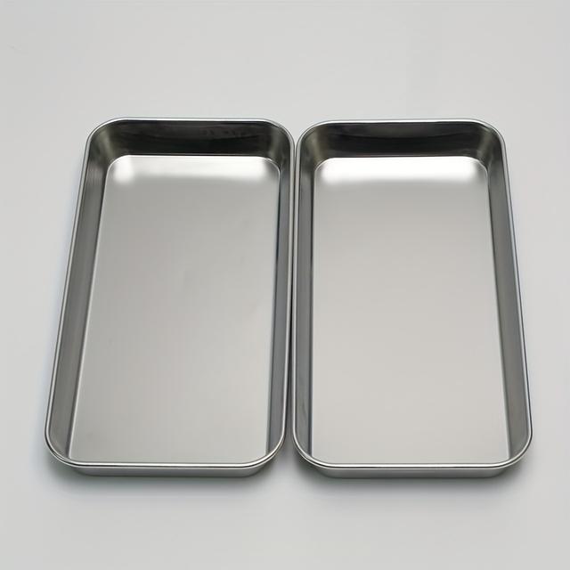 TEMU Sada 2 nerezových podnosů pro použití – s lesklou koncovkou, robustní design vhodný pro různé aplikace včetně chirurgických a tetovacích nástrojů