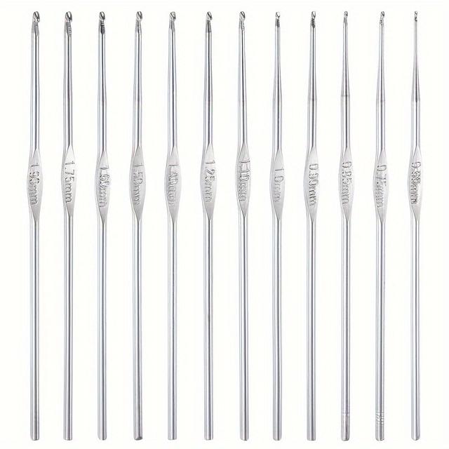 TEMU Set Of 12 Stainless Steel Crochet Hooks