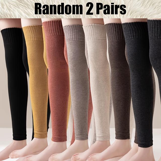TEMU Random Of Autumn And Winter Over-the-knee Socks, Solid Color Jk Knee-high Thickened Warm Terrycloth High-thigh Leggings With Extra Fleece For Spring And Autumn, Suitable For Boots