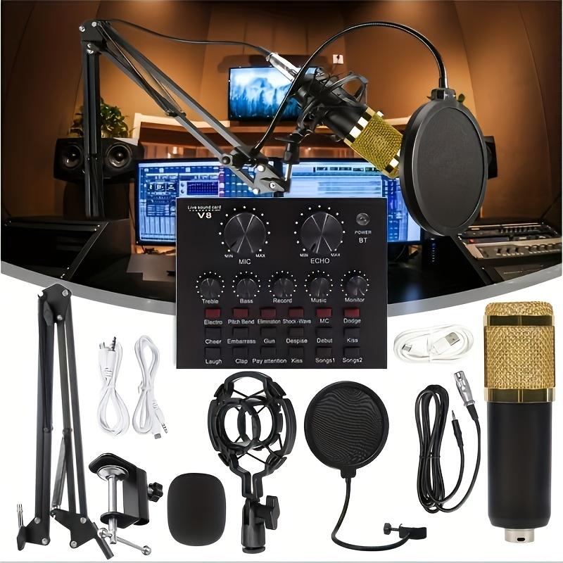 TEMU Bm-800 Kit V8 Live Sound Card Phone Tripod Live Recording Singing Device