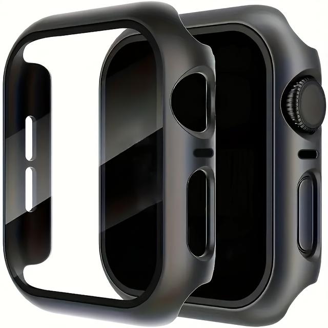 TEMU Suitable For Watch Series Ultra/10/9/8/7/6/5/4/se, Slim Protector Bumper Full Coverage Hard Pc Case With Hd Tempered Glass Screen Guard