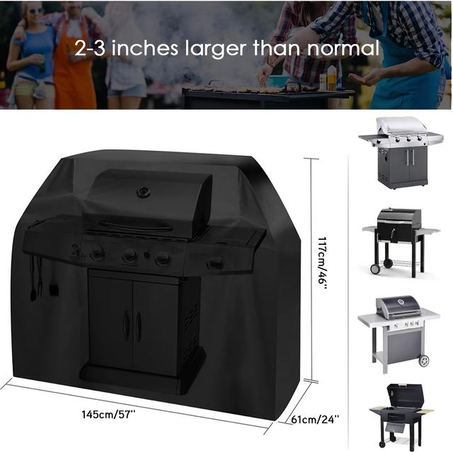 TEMU Robuste BBQ Grillabdeckung für Outdoor-Grill, mit verstellbaren Riemen, Gasgrillabdeckung für Charbroil, langlebig und leicht zu reinigen, passend für Outdoor-Grills mit 145L x 61W x 117H cm