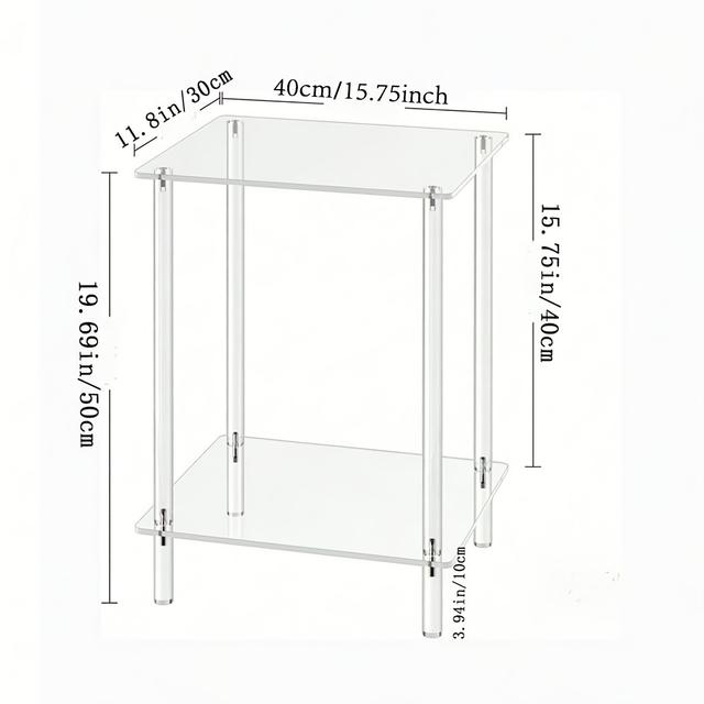 TEMU Transparenter Acryl Kleiner Beistelltisch, Kaffee Magazine Aufbewahrungstisch Kleiner Nachttisch/Nachttisch/Tisch für Tee Geeignet für Wohnzimmer, Schlafzimmer, Sofa Raum Dekorations Tisch
