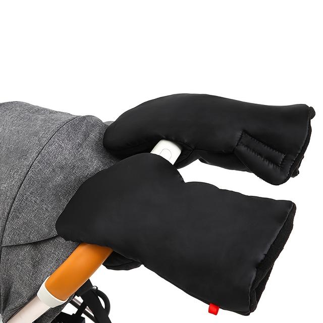 TEMU Пара теплих рукавичок для осінньо-зимових колясок, вітрозахисні та морозостійкі, потовщені та підшиті, водонепроникні чохли на ручки для колясок 'S'