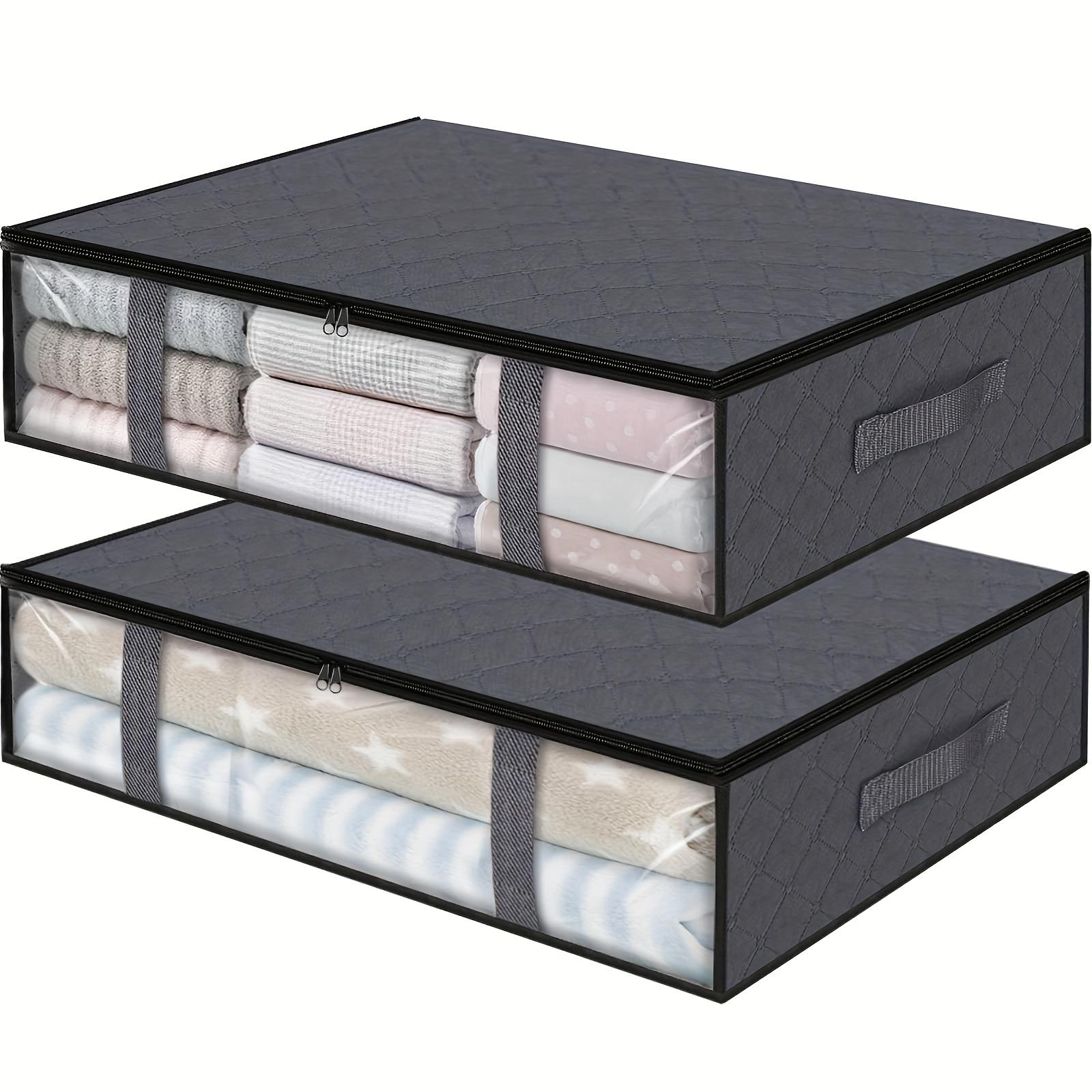 TEMU 2 Storage Bags For Clothing, Under-bed Storage Containers With Durable Handles, Large-capacity Storage Boxes, And Foldable Organizers For Clothes, Bedding, And