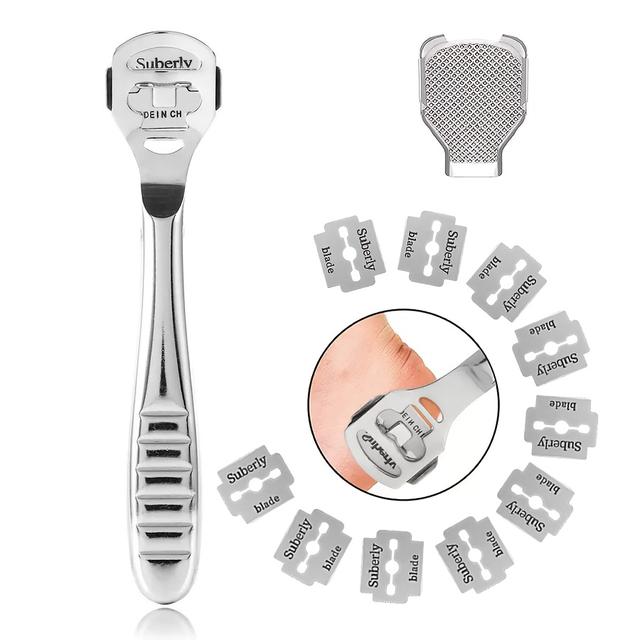 TEMU Removedor de Pés Profissional em Aço Inoxidável e Raspador de Pedicure - Lixador de Pés Portátil para com os Pés, 10 Raspadores de Reposição - Para Pés Duros e , Não (Ideal para e Diabéticos)