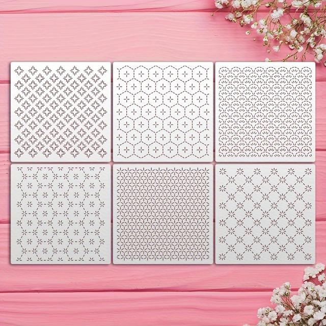 TEMU 6-Unidades de 9-Pulgadas Reutilizables Plantillas de Bordado , Polietileno Tereftalato, Crema, para Decoración DIY, , , Costuras de Mesas