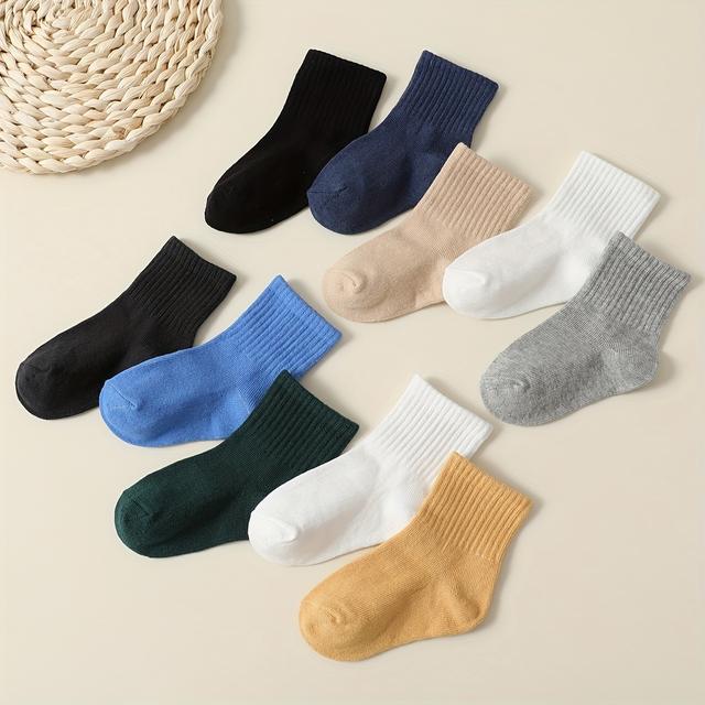 TEMU 10/20 Par Skarpetek Dziecięcych Jednokolorowych, Sportowe na Cztery Pory Roku