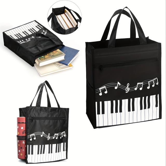 TEMU Bolso Tote Grande con Notas de Piano, un Diseño Creativo