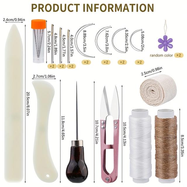 TEMU Kit de encuadernación, 24 piezas, suministros de encuadernación, herramienta para carpetas, con hilo de coser para principiantes