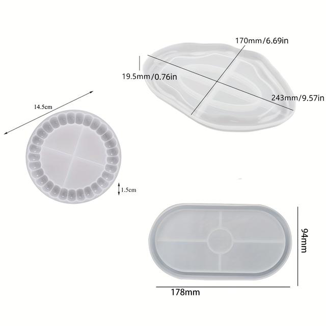 TEMU Set Of 3 Silicone Molds For Trays - User-friendly Silicone Molds For Plaster Casting - Perfect For Decor Crafts
