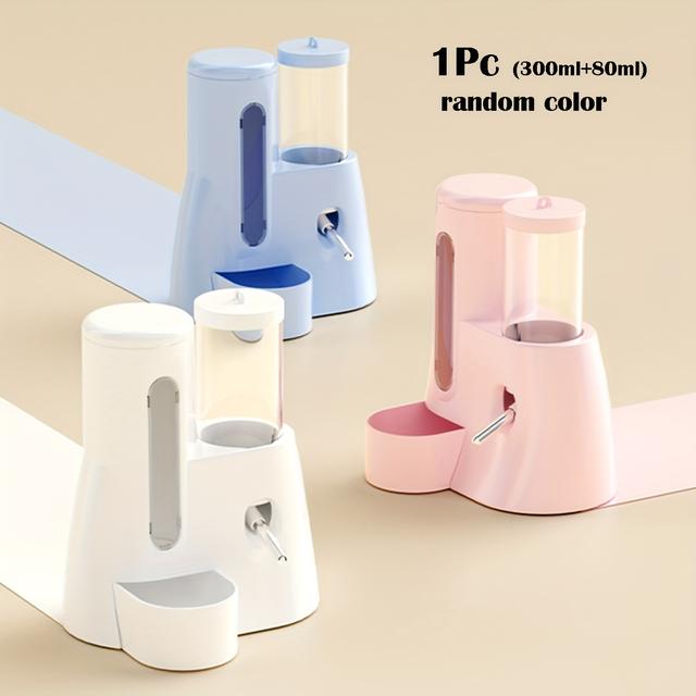 TEMU 1 szt. Automatyczna Pojemnik na Wodę i Karmę dla Chomika, Antyprzewracający Design z 300ml Pojemnikiem na Pokarm + Butelka na Wodę 80ml (Losowy )