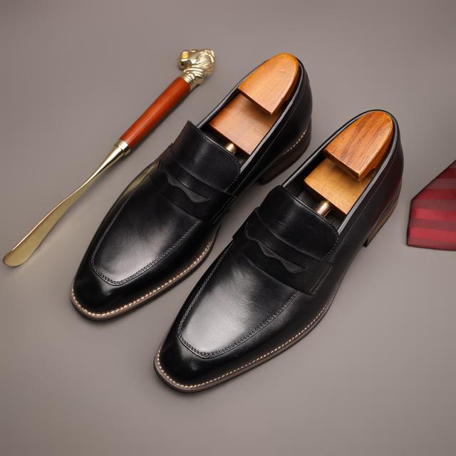 TEMU 1 par de clásicos minimalistas de vaca para hombre - de vestir de una sola pieza para todas con puntera redonda y suela de goma y de