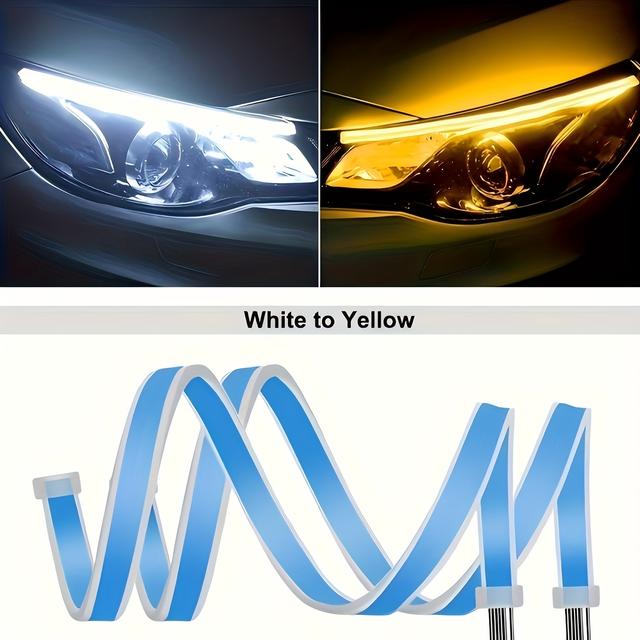 TEMU 2pcs Automotive Led Decorative Light Strip Start Scan Atmosphere Light Car Grille Mesh Flow Light With Environment Light