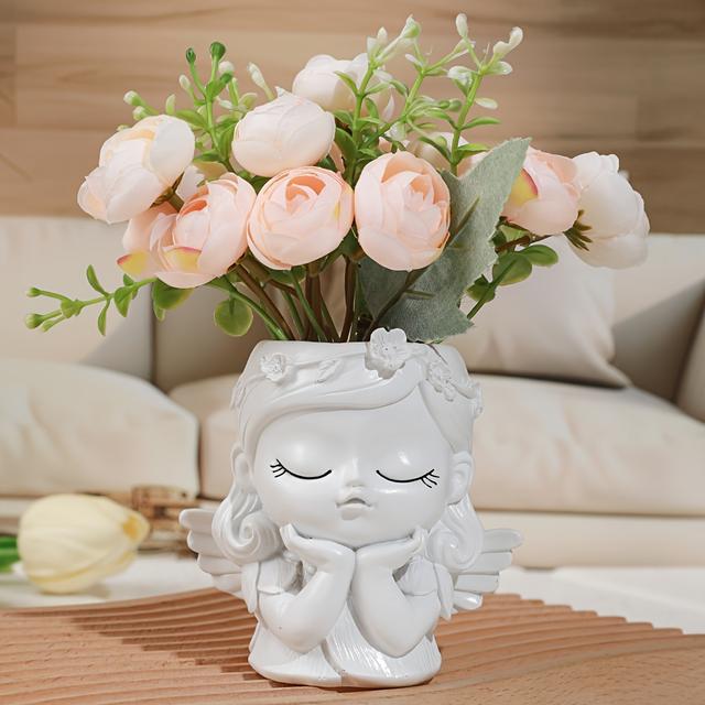 TEMU Dekoracja Ogrodowa - Doniczka z Myślącą Dziewczyną