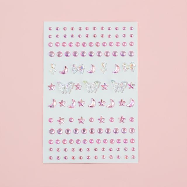 TEMU Sparkling Acrylic Rhinestone Face Stickers - Stars, , Roses, Bows & Butterflies For Party, Stage & Festive Makeup Decor, Party Decorations