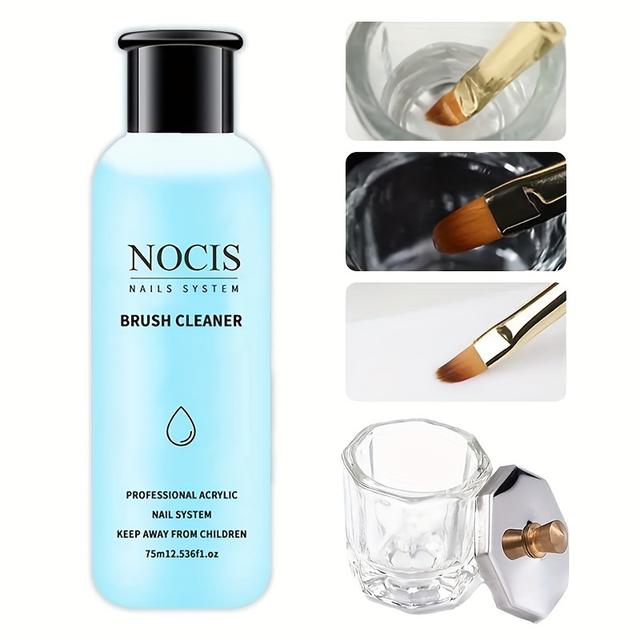 TEMU 75ml Brush Cleaner Set – Unscented Quick-dissolving Gel Residue Remover, Acrylic Nail Extension & Carving – Complete Manicure Tool Care Kit