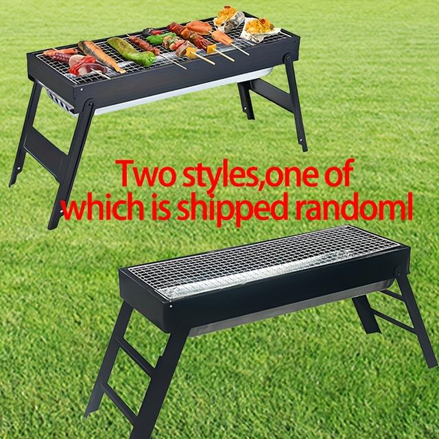 TEMU Gorworks Polished Iron Square Charcoal Grill - Portable Outdoor Bbq & Camping Stove, Perfect For Garden Parties