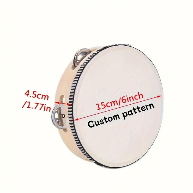 TEMU طبل مخصص بالصور - أضف صورك/تصاميمك الخاصة - أحجام 6/8/10 بوصة - هدية طبول قابلة للتخصيص للموسيقين، عيد الميلاد/الكريسماس - تحميل الصور لعشاق الطبول والفرق الموسيقية، تصميم إبداعي، تشطيب خشب طبيعي