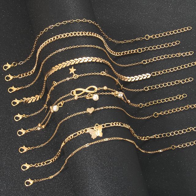 TEMU Набір з 9 модних ланцюжків для жінок з різноманітними комбінаціями біжутерії у вигляді метелика та дизайну "зміїна кістка", підходить для пляжної вечірки, та повсякденного носіння