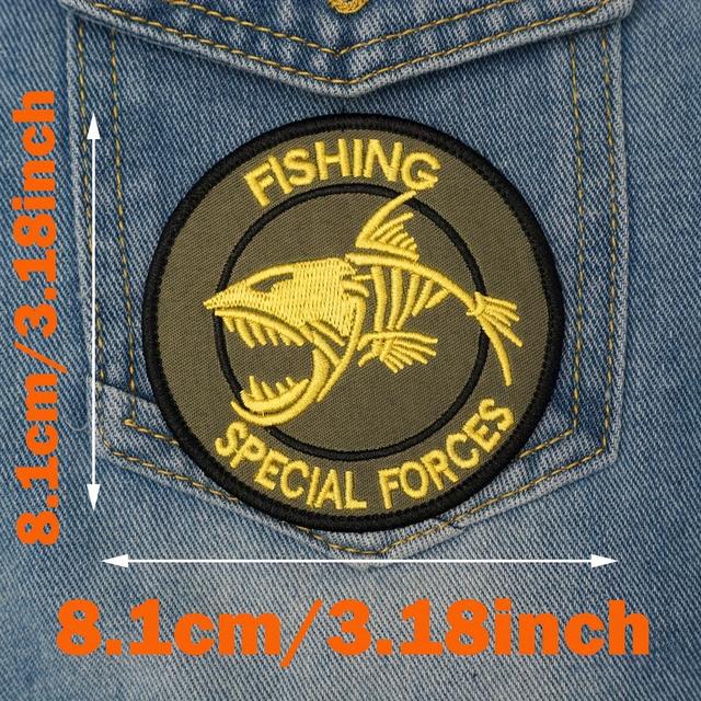 TEMU Армійсько- рибальський вишитий нашивка з замком на , ручно шитий значок для рюкзаків та одягу, тканинна нашивка