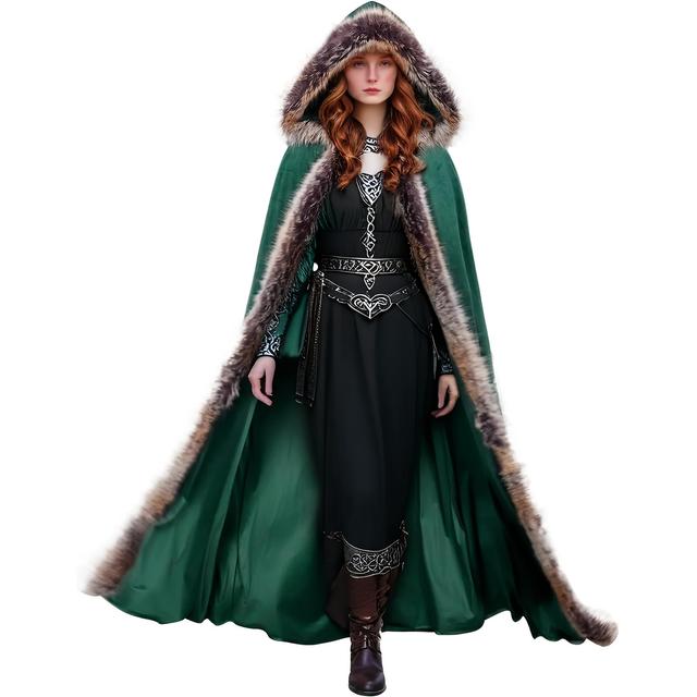 TEMU Medieval Renaissance -Samtumhang - Burgunderrot & Weißer Rand Elegantes Historisches Kostümzubehör für Halloween, Cosplay, Renaissance-Messen – Unisex Erwachsenenkostümstück