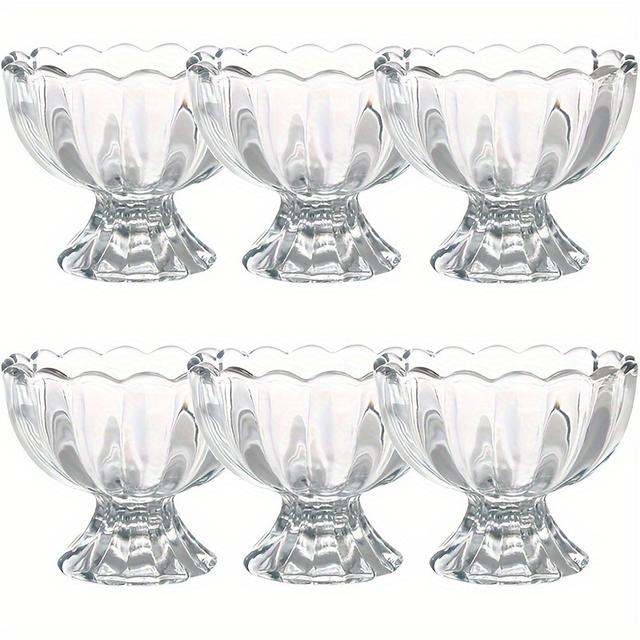 TEMU 4/6pcs Tall Footed Cold Drink Ice Cream Cup Glass Dessert Bowl Milkshake Ins Pudding Restaurant High-looking Snack Bowl