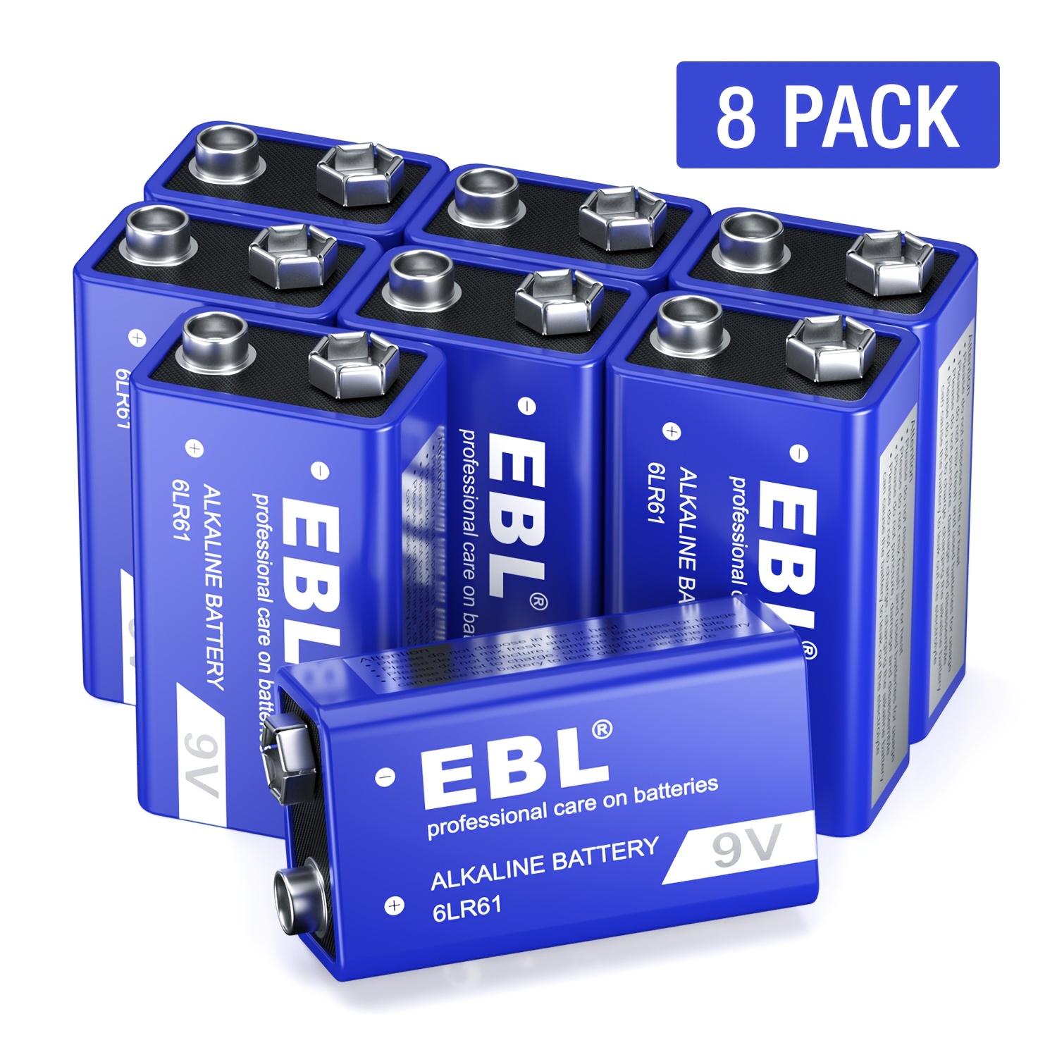 TEMU Ebl 8-pack 9v Batteries 6lr61, Extremely Long-lasting, Leak-resistant, And Sturdy For Home Appliances, Emergency Use, Outdoor Activities, Electronic Gadgets, And Solar/wind Equipment