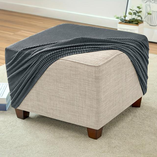 TEMU 1pc Solid Color Corn Velvet Stool Cover, Easy Suitable For All , Washable And Thickened Stretch Velvet Stool Cover For Home Use