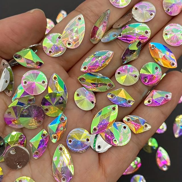 TEMU 100 Pedrería AB de color teñido a para ropa, zapatos, sombreros, bolsos y decoraciones