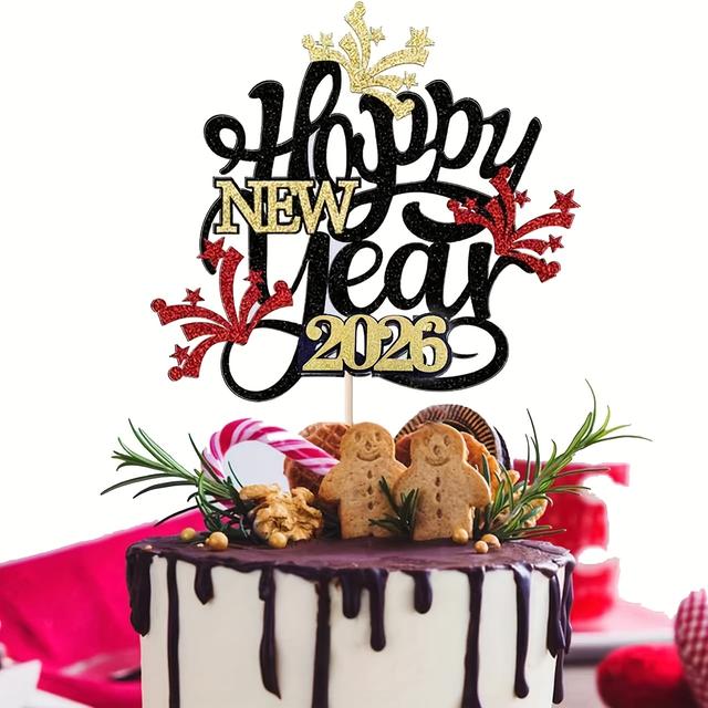 TEMU 1pc Happy New Year 2026 Cake Topper-winter Holiday Cake Decor, Hello 2026 New Year's Eve/christmas/ Party Decorations