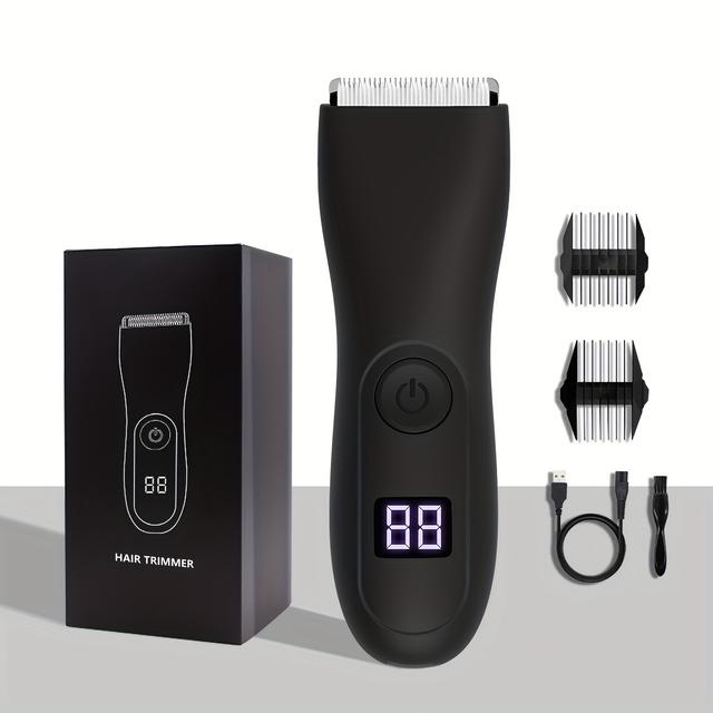 TEMU Hair Trimmer For Men In 2025, Shaver Design For Groin Grooming, Replaceable Ceramic Blade Heads, Cordless Electric Body Groomer With Power Display, Best Gifts For
