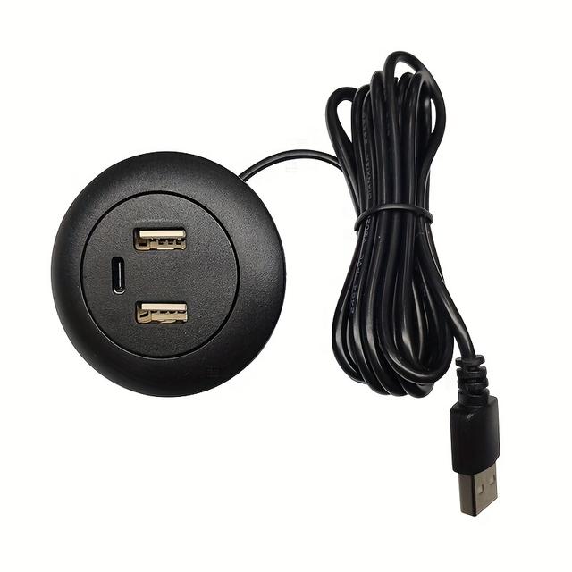 TEMU Eingebetteter Desktop-USB- mit 3 Anschlüssen, Multifunktionale Wandsteckdose für Typ-C-Ladegeräte, Schnellladekompatibel, USB-betrieben, mit ≤36 V Betriebsspannung für Laptops und mehr