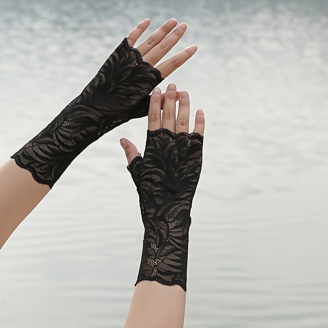 TEMU 여성용 소매, 다용도 레이스 플레어 소매, 확장형 내부 손목 커버, 탄성 스플라이스 숏 장갑, 장식용 커프스