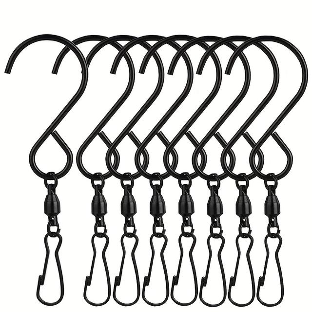 TEMU 1 Bag 8pcs Self Rotating Hooks For Wind Chimes Hanging Baskets High-quality Stainless Steel Hanging Accessories