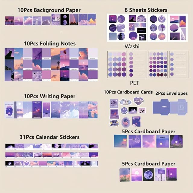 TEMU Journal Scrapbooking Supplies Kit - Aesthetic Journaling Set Bullet Journals Material, Large Collection For Girls Women Adults Beginners, Arts Craft Ephemera