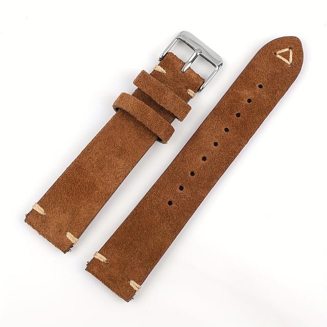 TEMU Handcrafted Vintage Watch Straps Made Of Suede Leather, In Sizes 18mm To 24mm, Perfect For Replacing Men's Watch Bands