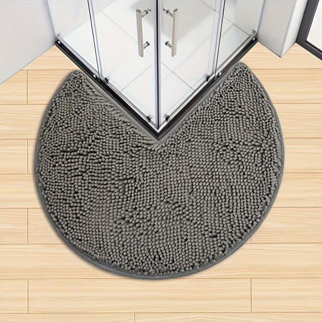 TEMU Chenille Bath Mat - Quick-dry, Non-slip, & Comfortable Round Rug For Bathroom, Machine Washable With Memory Foam Cushioning, Home Decor, Fluffy Plush Winter Decor Decoration