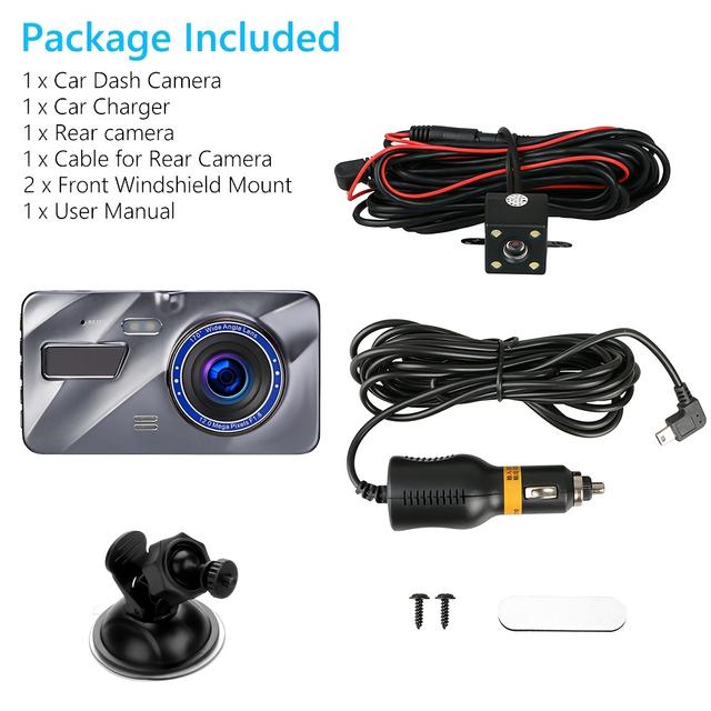 TEMU 1080p Hd Car Dash Camera Video Recorder Front And Rear Night Vision 170° Lens
