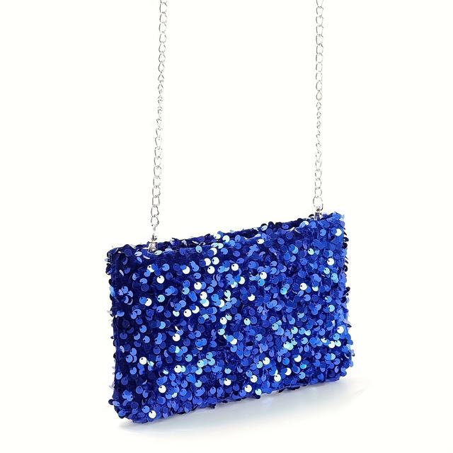 TEMU Neue stylische Pailletten-Schultertasche, vielseitige Umhängetasche für Damen, modische Ketten-Umhängetasche, Clutch für Partys und Events